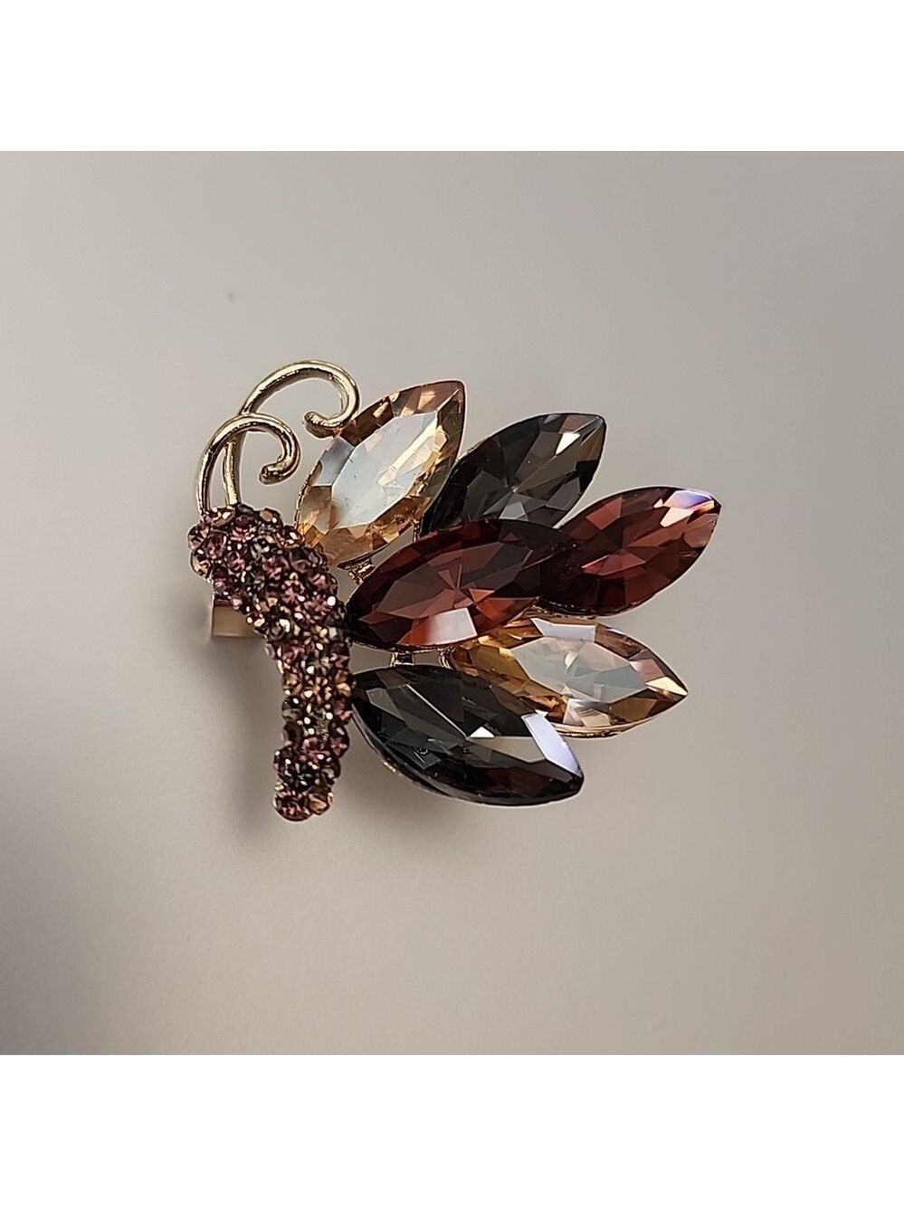 Butterfly Brooch Simulated Diamonds Beautiful Fade Colors